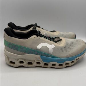 On Running aCloud Monster men’s 10.5 Cream and Teal Sneakers S3